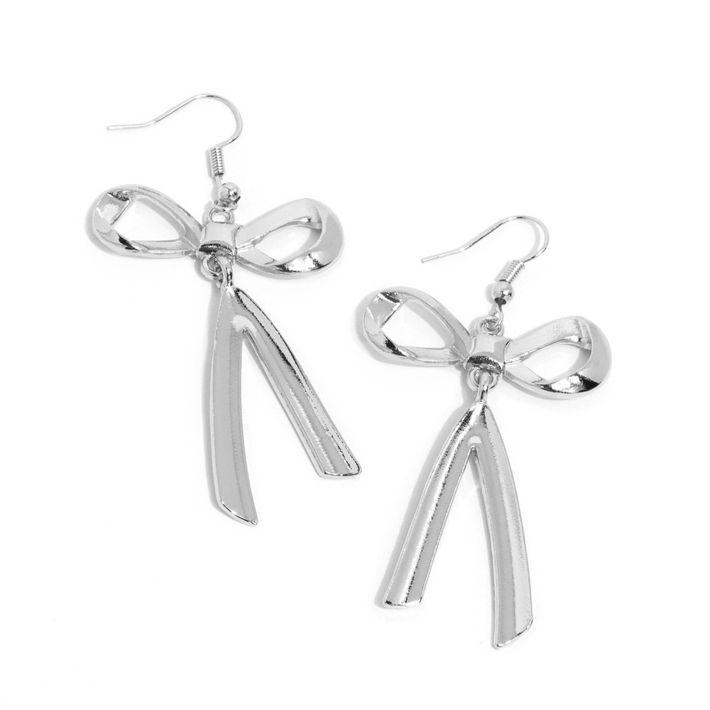 Elegant Silver Bow Earrings
